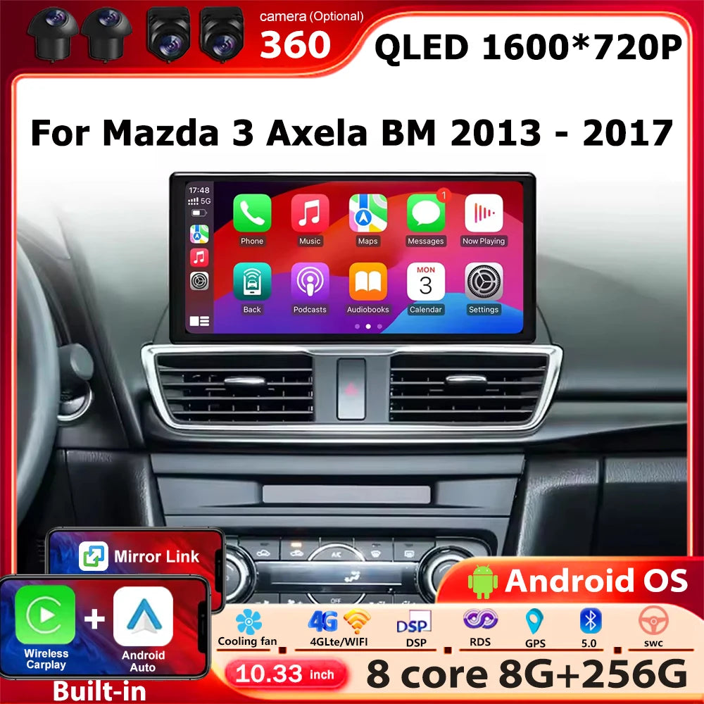 10.33 Inch Android 16 Auto For Mazda 3 Axela BM 2013 - 2017 Car Radio Multimedia Video Pla