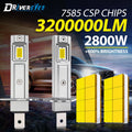 3200000LM H1 LED Headlight 2800W 6000K 3000K Plug&Play 1:1 Fanless Mini 16PCS 7585 CSP Tur