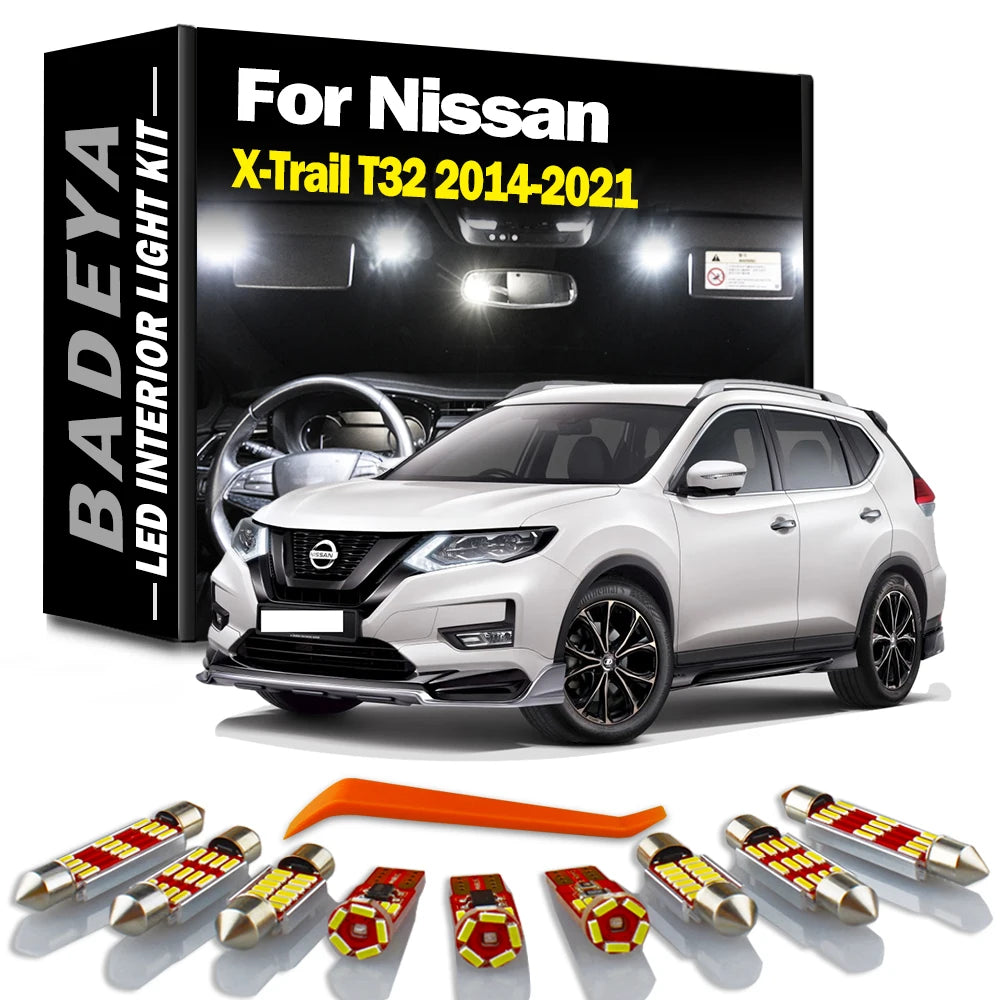 9-Piece LED Interior Light Kit for Nissan T32 2014-2018 - Canbus Error-Free Interior Bulbs