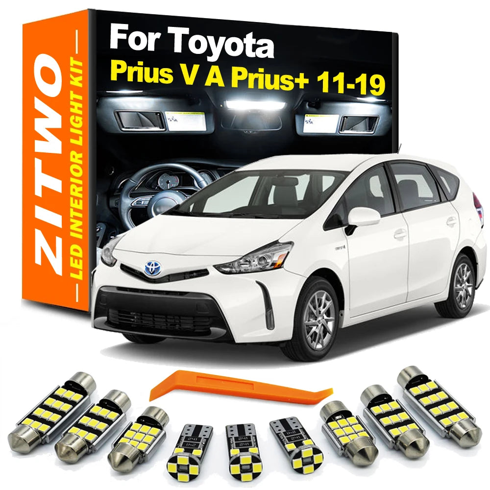 ZITWO 12Pcs Canbus For Toyota Prius V A + 2011 2012 2013 2014 2015 2016 2017 2018 2019 LED Bulb Interior Reading Plate Light Kit