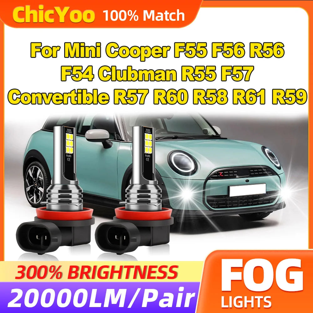 60W Fog Lights 20000LM Fog Lamps 12V 6000K For Mini Cooper F55 F56 R56 F54 Clubman R55 F57