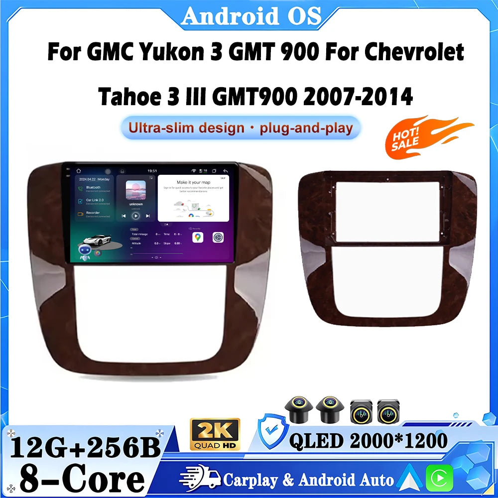 For GMC Yukon 3 GMT 900 For Chevrolet Tahoe 3 III GMT900 2007-2014 Android 16 Car Radio Mu