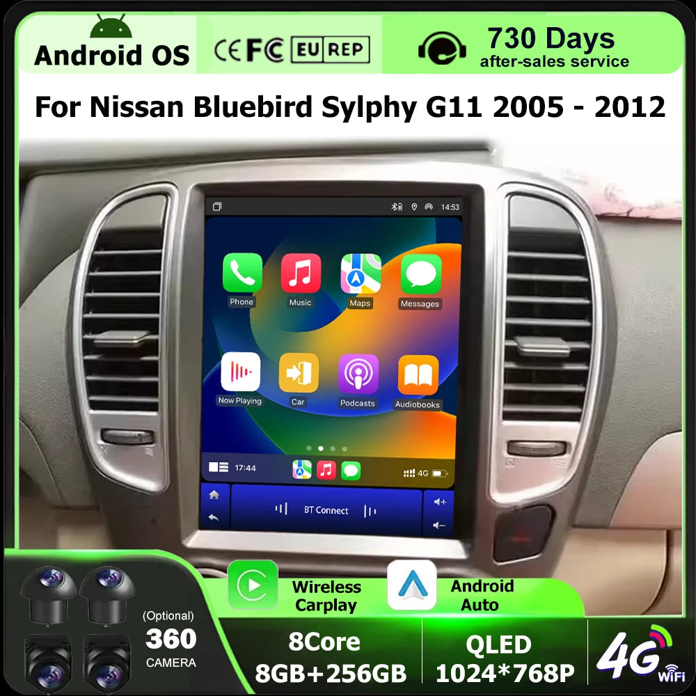 QLED Screen Car Radio Multimedia Player GPS Navigation For Nissan Bluebird Sylphy G11 2005