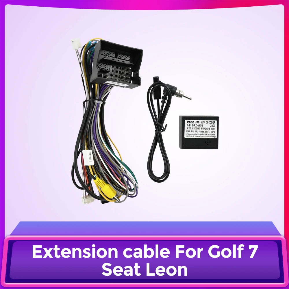 Car Radio Extension Cable Canbus Box Decoder Adapter Connector Wire Plug Kit For Golf 7 Se