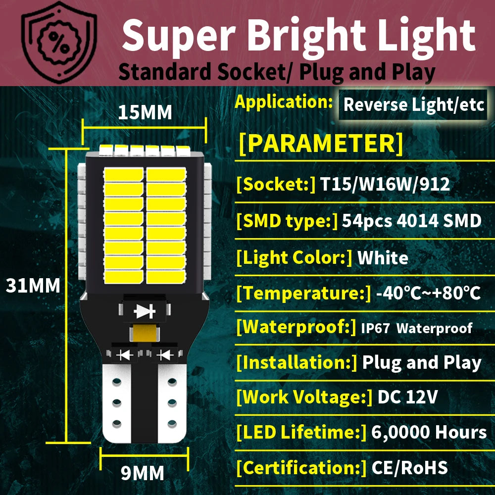 LED Backup Light Blub Reverse Lamp W16W T15 921 Canbus For Subaru BRZ XV Tribeca Outback L