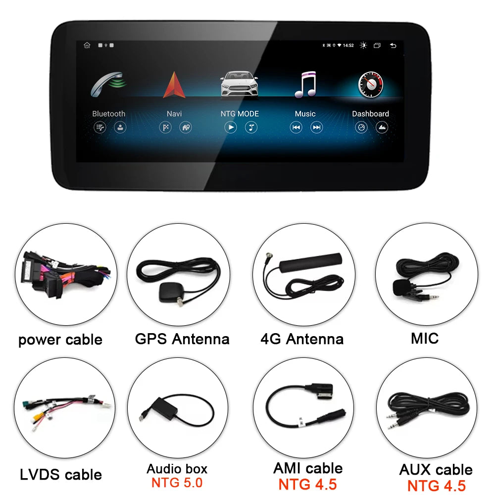 10.25inch Android 14 Car Radio For Mercedes Benz A Class CLA W176 C117 GLA X156 4.5/5.0 Sy