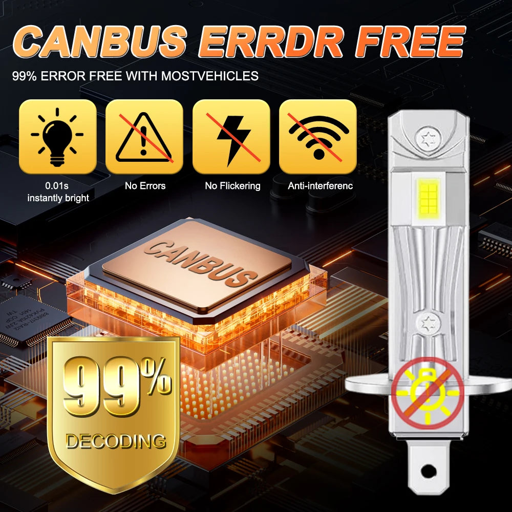 Super Bright H1 LED Headlight Fanless Plug And Play Wireless Automobile Lights 800000LM CA