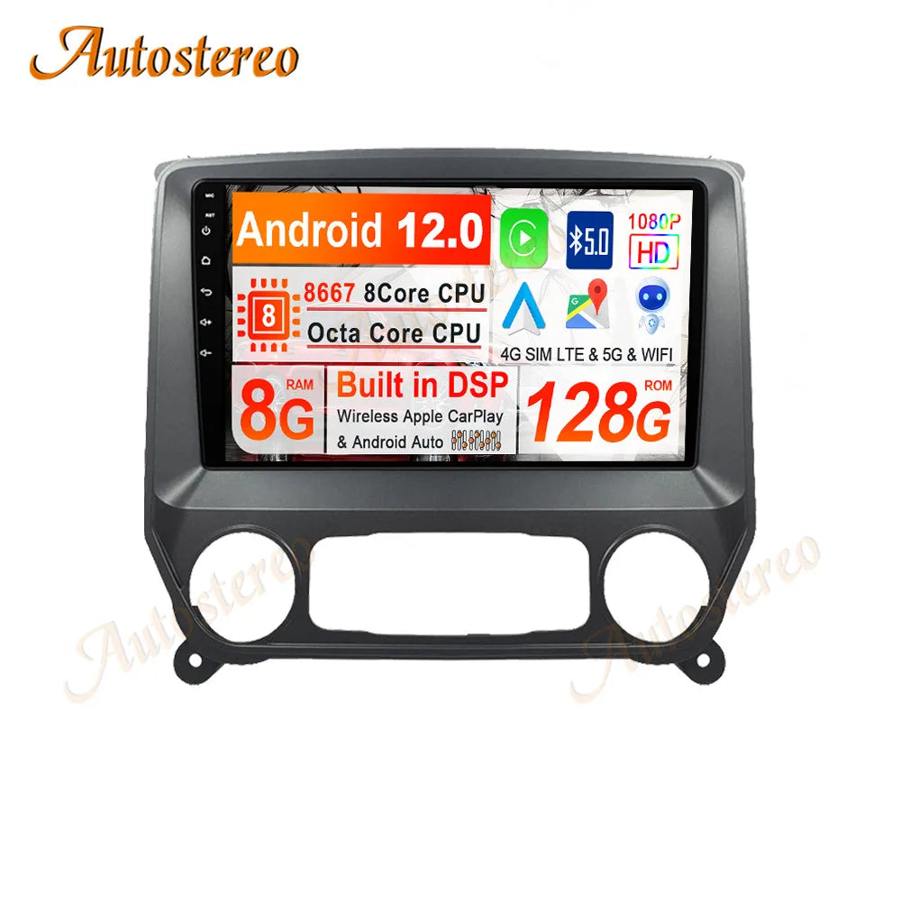 Android 12 128G For Chevrolet Silverado For GMC SIERRA 2014-2019 Car GPS Navigation Auto R