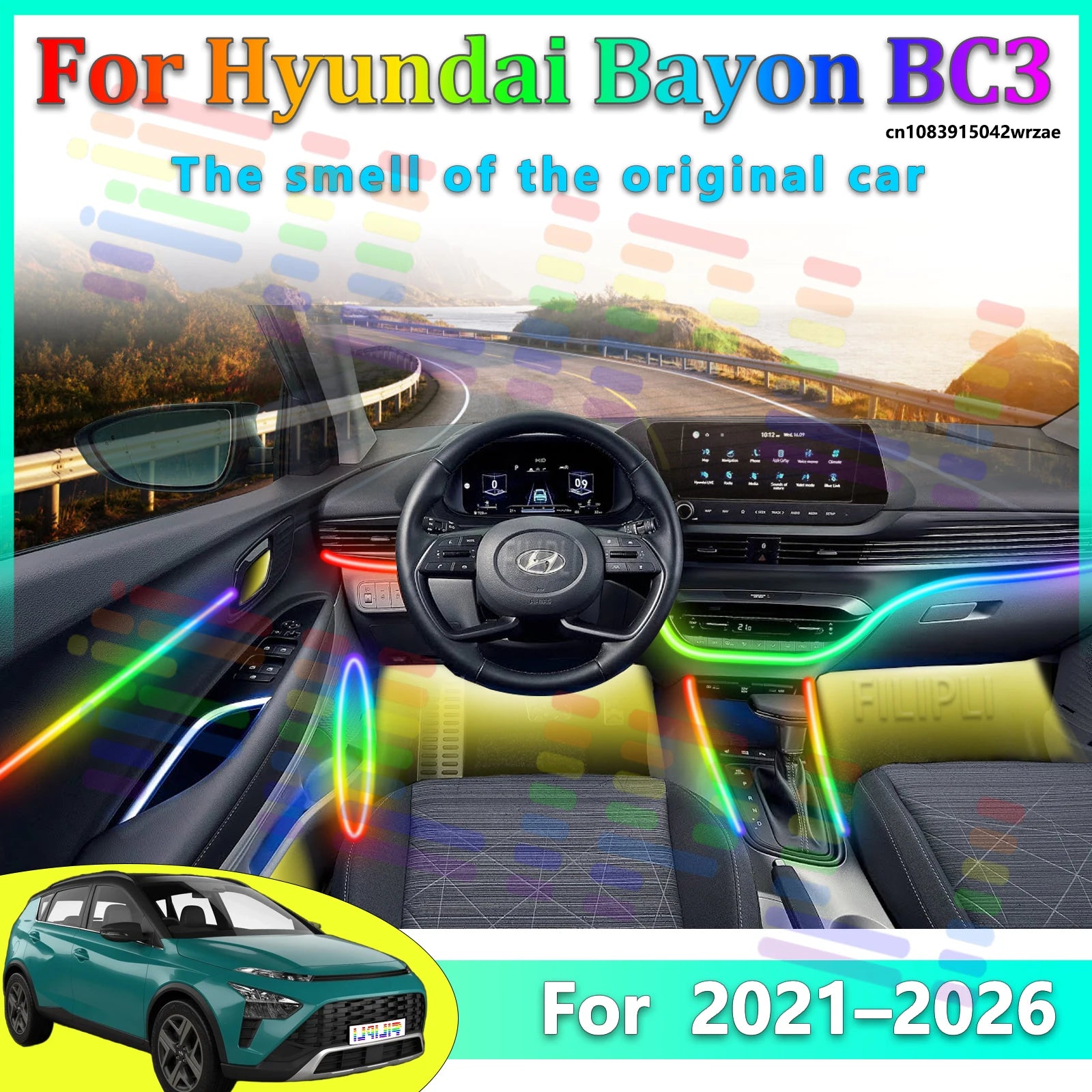 64 RGB - Neon Strip - for Hyundai BC3 - App Control - Car Interior Lighting | AUTOKITSHOP