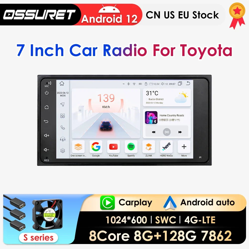 7 inch Carplay Android Auto Car Radio For Toyata RAV4 Prado Hilux Terios Vitz Avanza MR2 Y