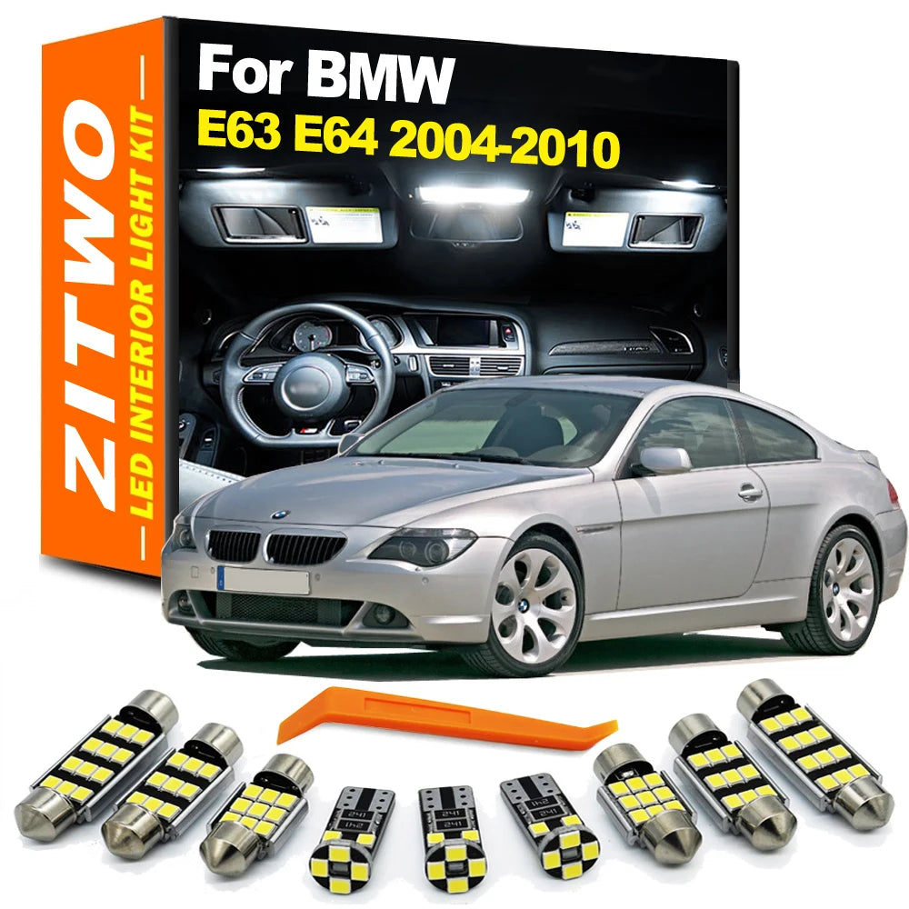 ZITWO 14Pcs LED Interior Dome Map Trunk Light Kit For BMW 6 Series E63 E64 630 635 645 650 2004 2005 2006 2007 2008 2009 2010