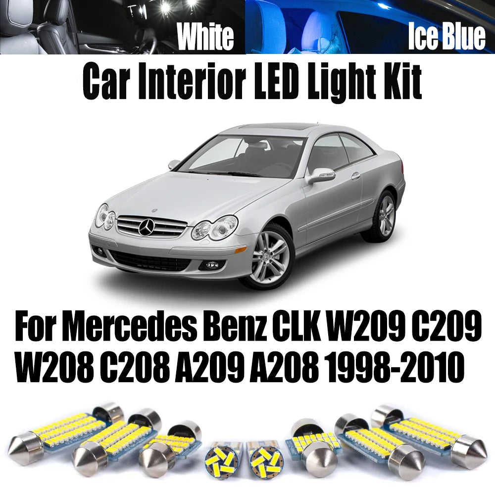 LED Interior Light Kit for Mercedes Benz CLK W209 C209 W208 C208 A209 A208 1998-2010 - Canbus Dome Map Door Trunk Bul...