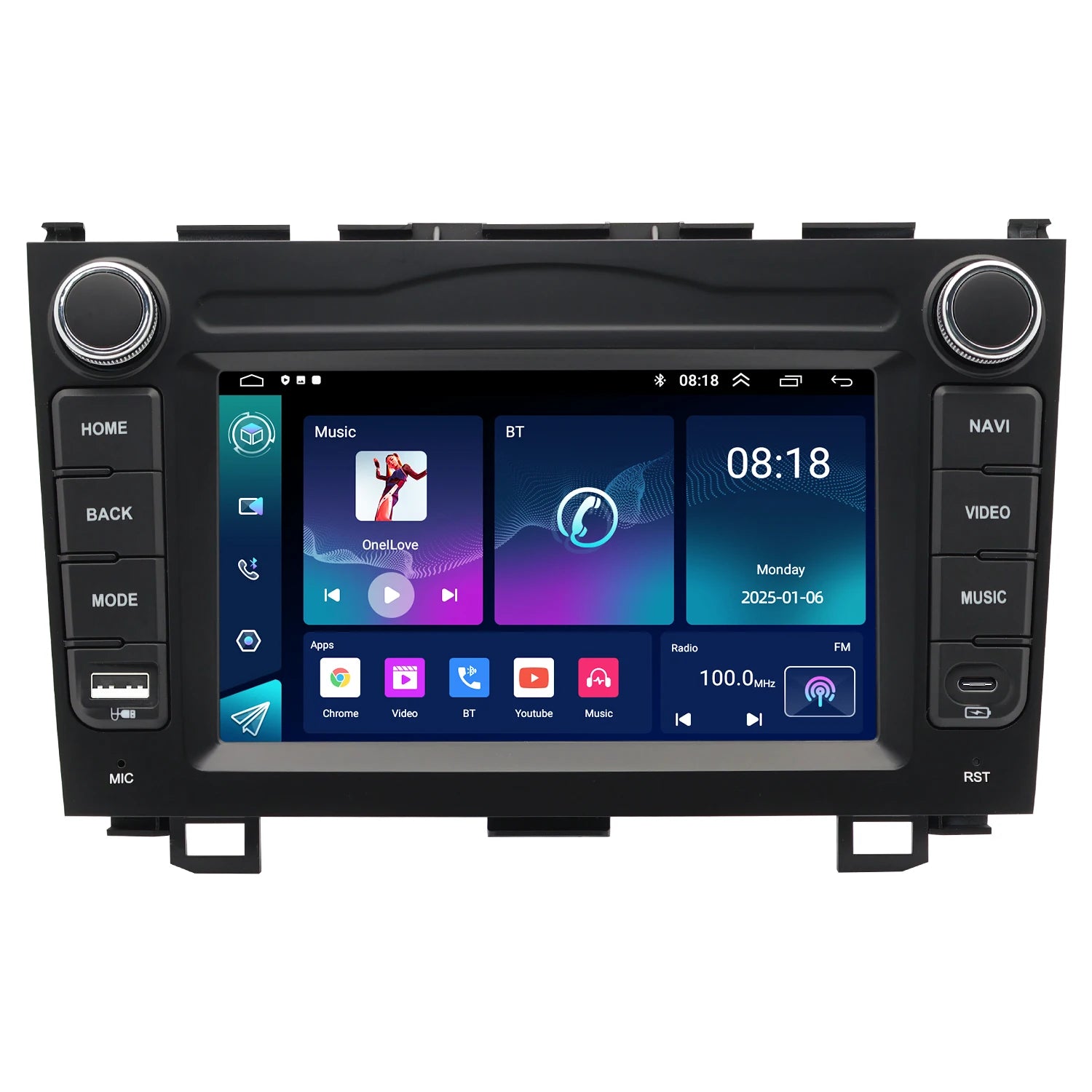 7" Android Car Radio GPS Type-C Wireless CarPlay Android Auto For Honda CRV-UT 2007-2011 - Bluetooth Steering Control