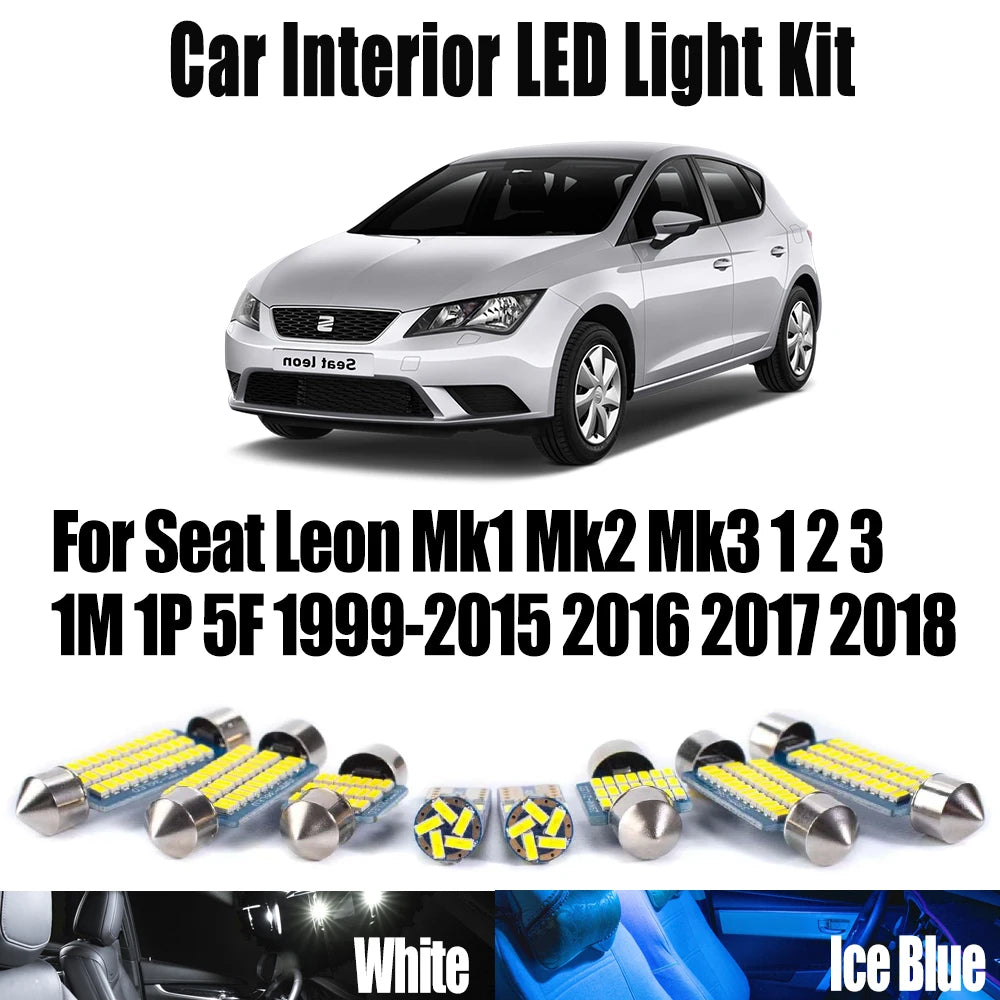 LED Interior Light Kit for Seat Leon Mk1 Mk2 Mk3 1 2 3 1M 1P 5F 1999- 2015 - Canbus Dome Map Door Trunk Bulbs | AUTOK...