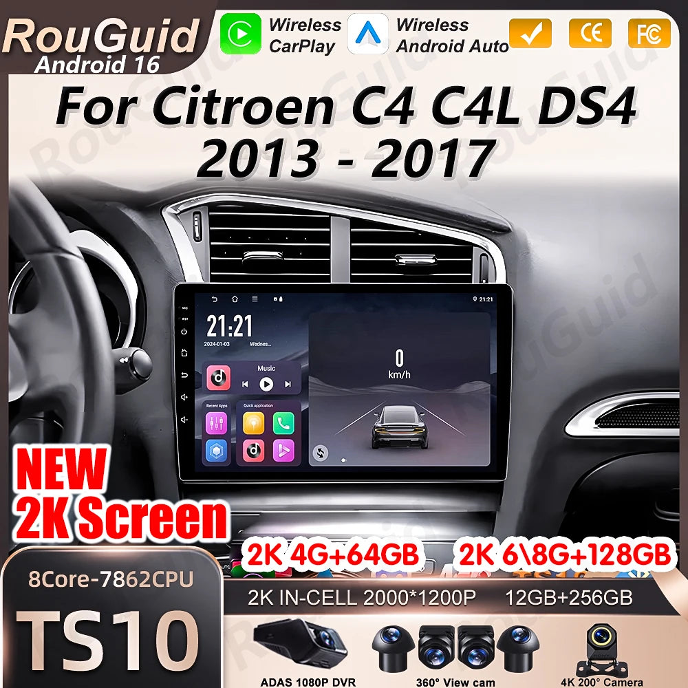 Android Auto Car Radio Carplay For Citroen C4 C4L DS4 2013 2014 2015 2016 2017 Multimedia  | AUTOKITSHOP