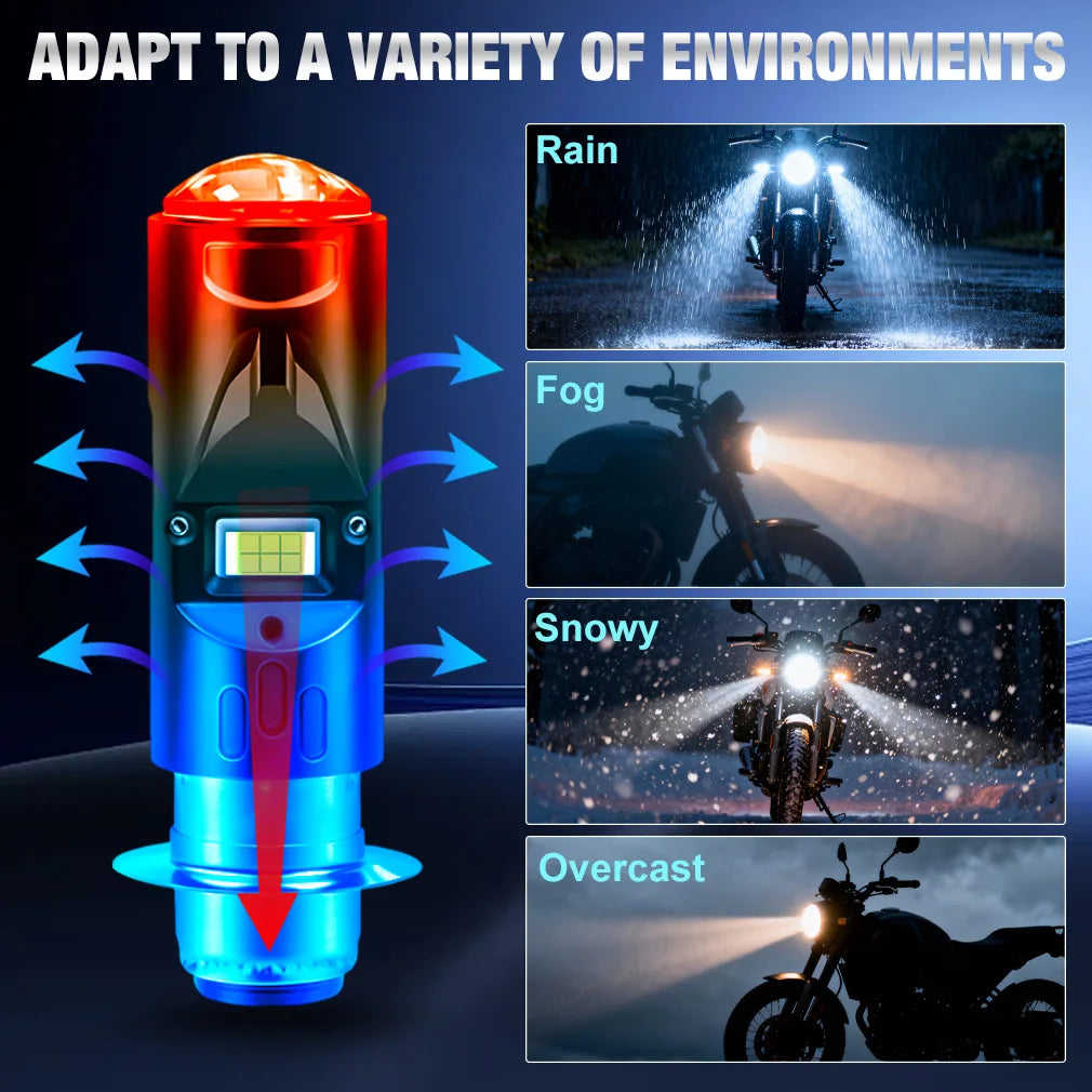 REDCAR H6 BA20D LED H4 Led P15D Moto Motorcycle Headlight Bulb with Fan CSP 20000LM 12V Mo