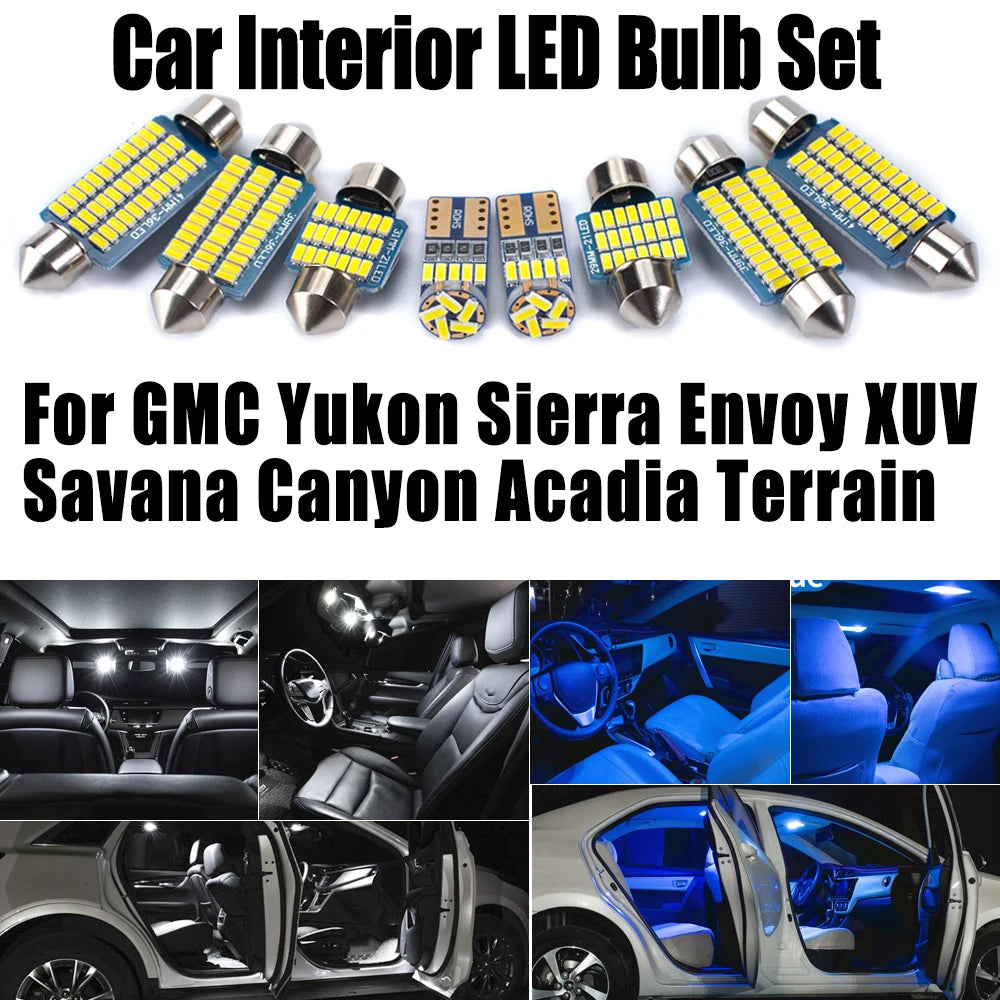 LED Interior Light Kit for GMC Yukon Sierra Savana Canyon Acadia Terrain Envoy XUV License Plate Bulbs Car LED Interi...