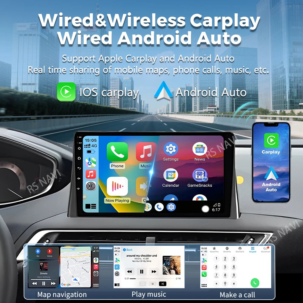 Android 16 Carplay Auto Car Radio For Peugeot 5008 4008 3008 2017 2018 2019 2020 Multimedi