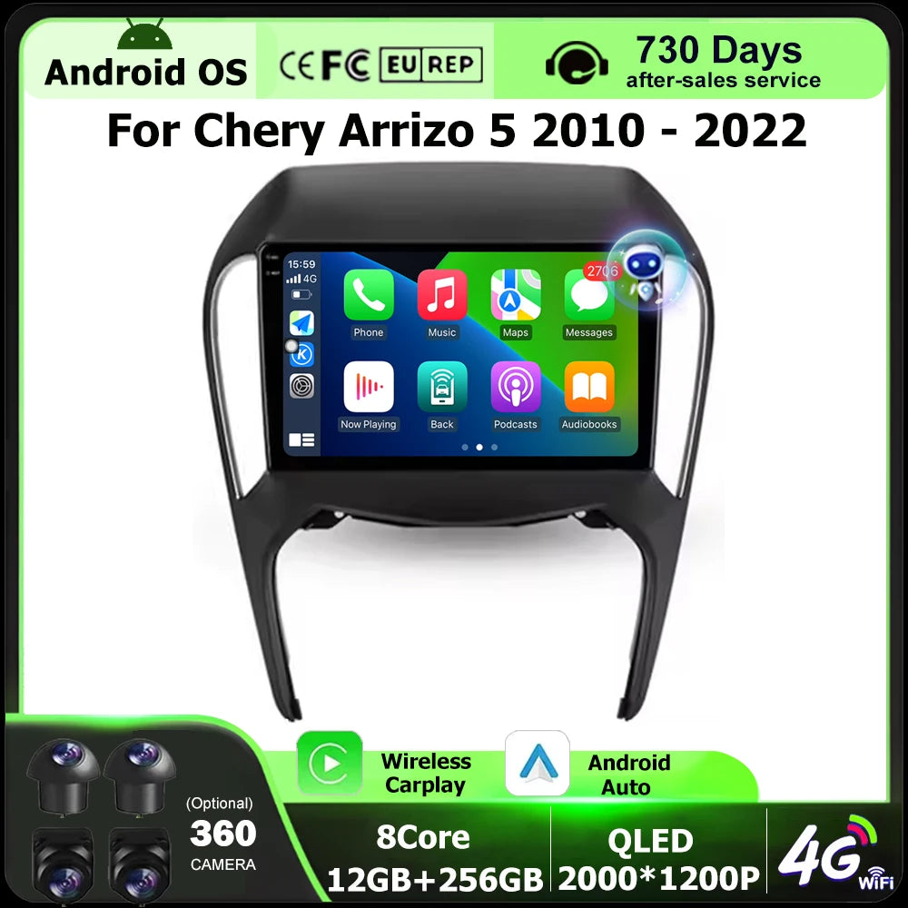 9 Inch For Chery Arrizo 5 2010 - 2022 Android 16 Auto Car Radio Multimedia Video Player GP