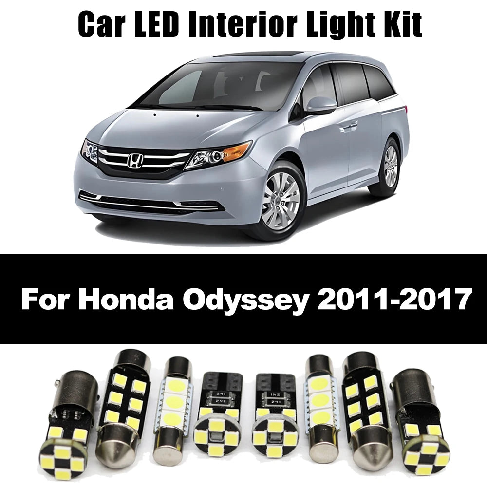 16Pcs For Honda Odyssey 2011 2012 2013 2014 2015 2016 2017 LED Interior Dome Map Reading License Plate Light Kit Car LED Bulb
