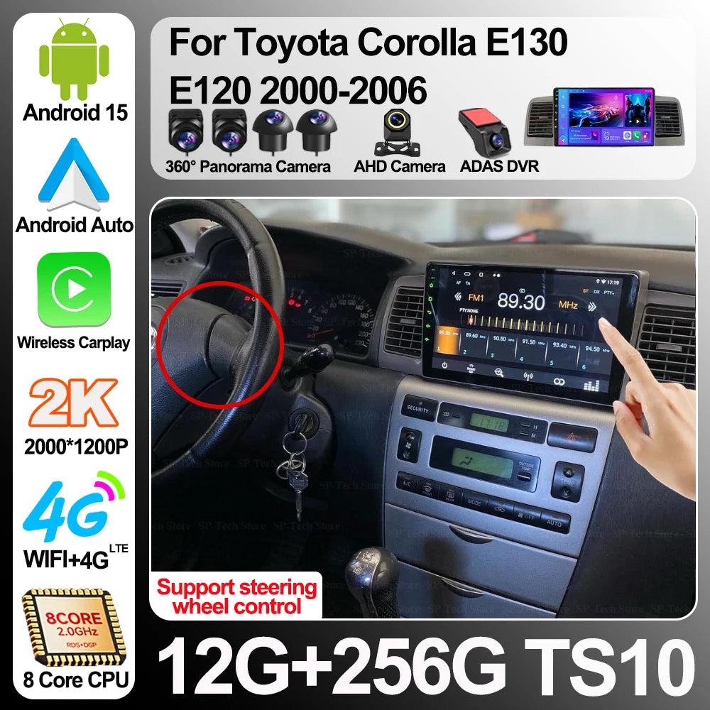 Android 16 For Toyota Corolla E130 E120 2000-2006 Car Radio Multimedia Video Player Naviga | AUTOKITSHOP