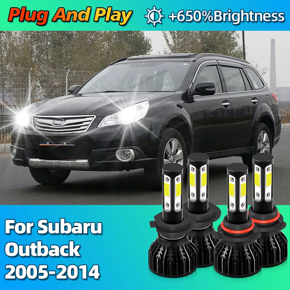 2/4Pcs 6000K Auto LED Lamp 4Side Chip Car Headlight HB3 H7 Light Bulbs 180W For Subaru Out