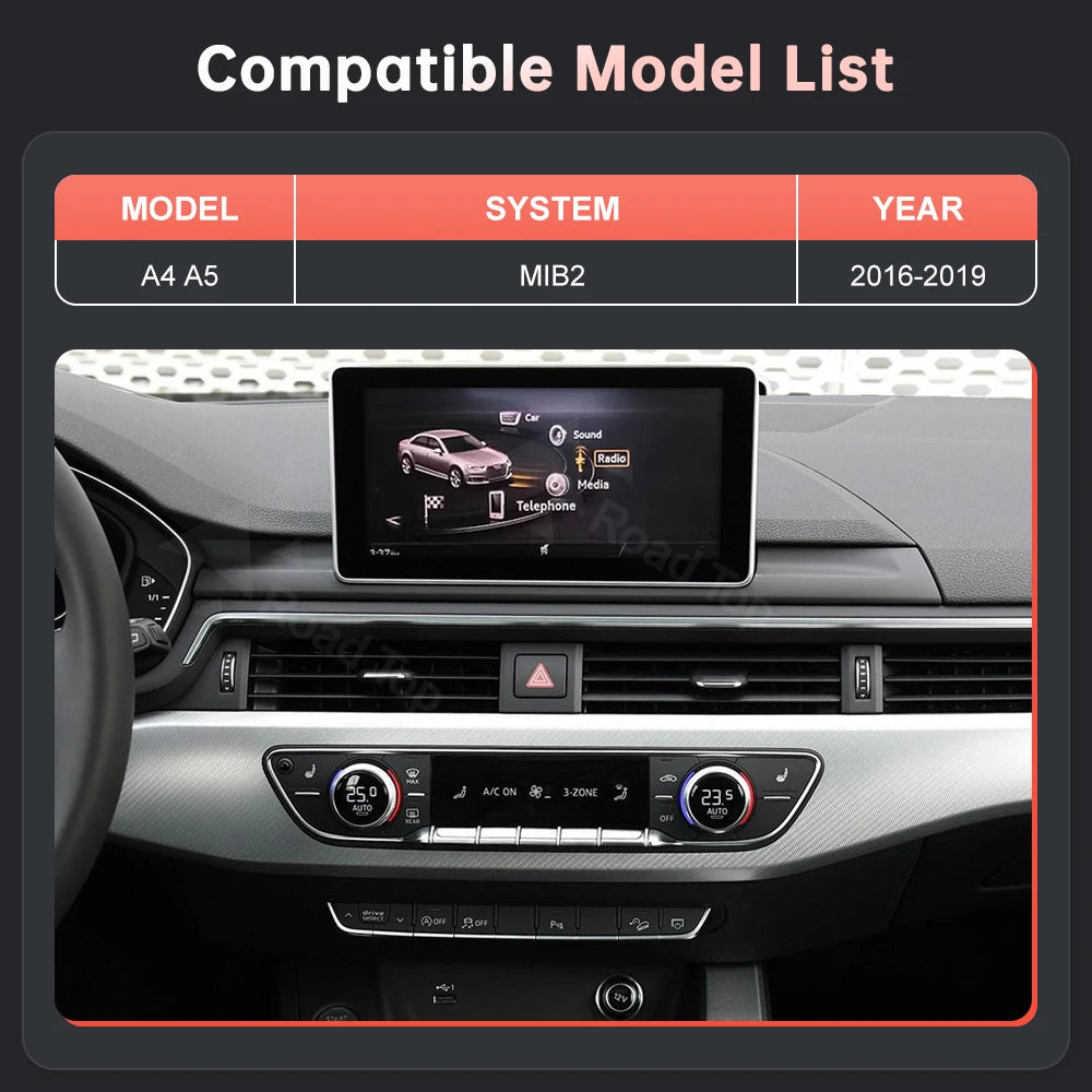 12.3'' Linux Screen Wireless CarPlay Car Multimedia Display For Audi A4 A5 2016-2019 with  | AUTOKITSHOP