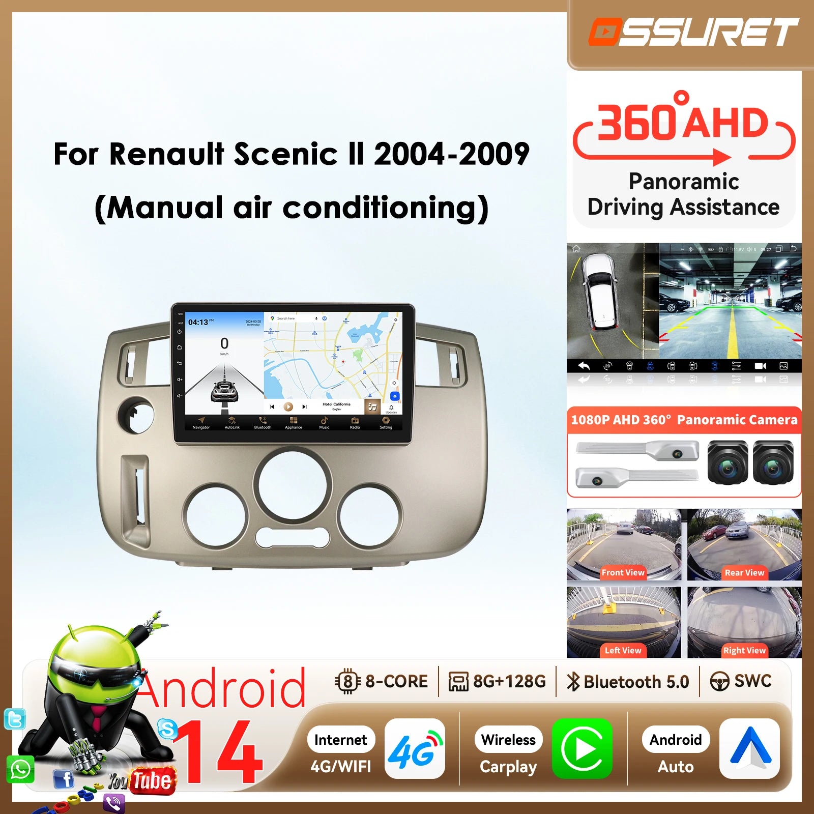 Carplay Android Auto radio for Renault Scenic Il 2004 - 2009 multimedia player 7862 8Core