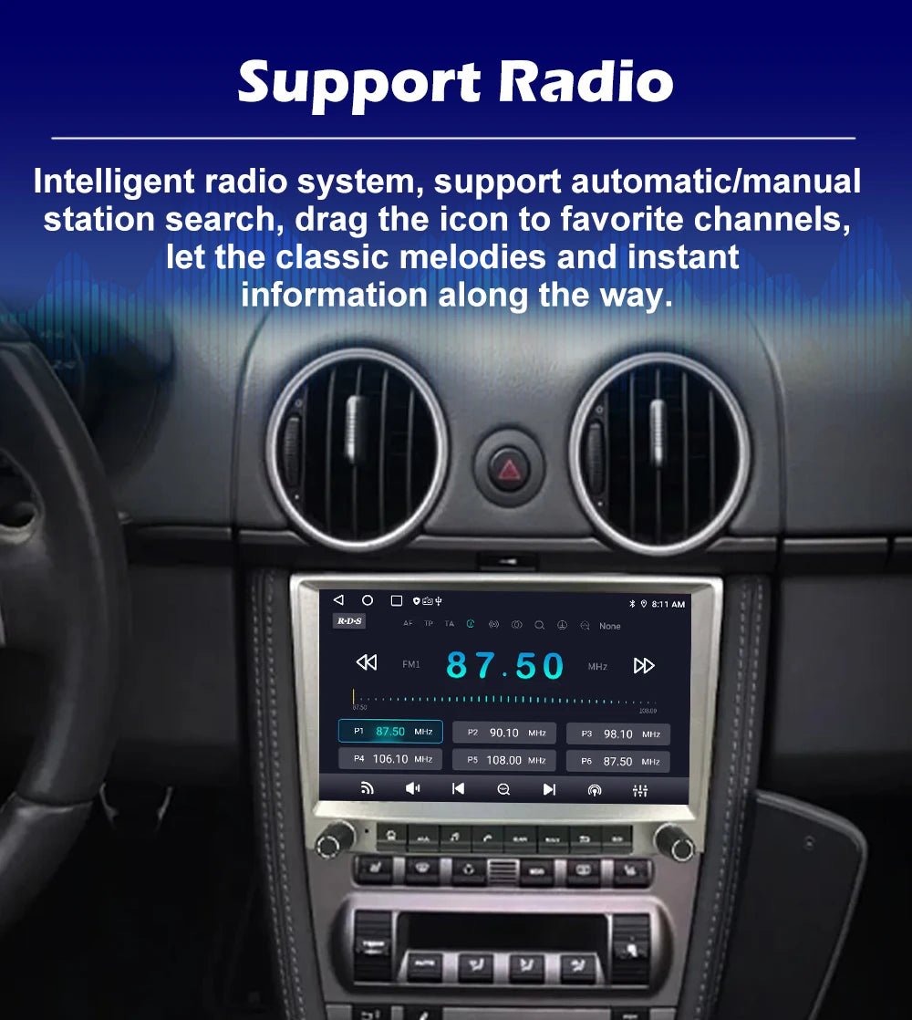 8 inch Android 16 Carplay Auto Car Radio For Porsche Cayman 911 987 Boxster 997 Multimedia