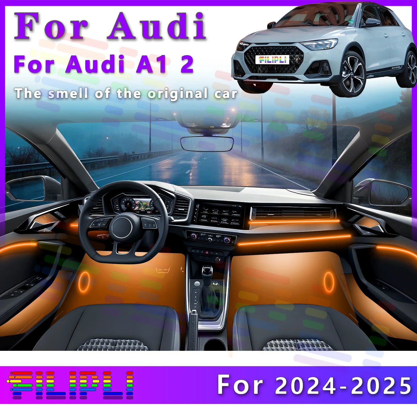 RGB - Ambient Light - for Audi A1 2024-2025 - App Control - Car Interior Lighting | AUTOKITSHOP