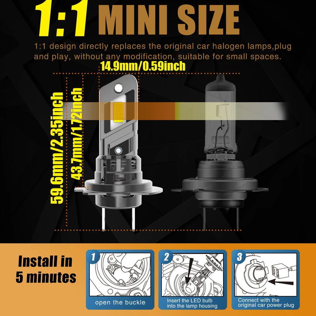 High Power H7 Led Headlight Canbus No Error H18 Car Bulb 6000K White Light Diode Lamp 12v