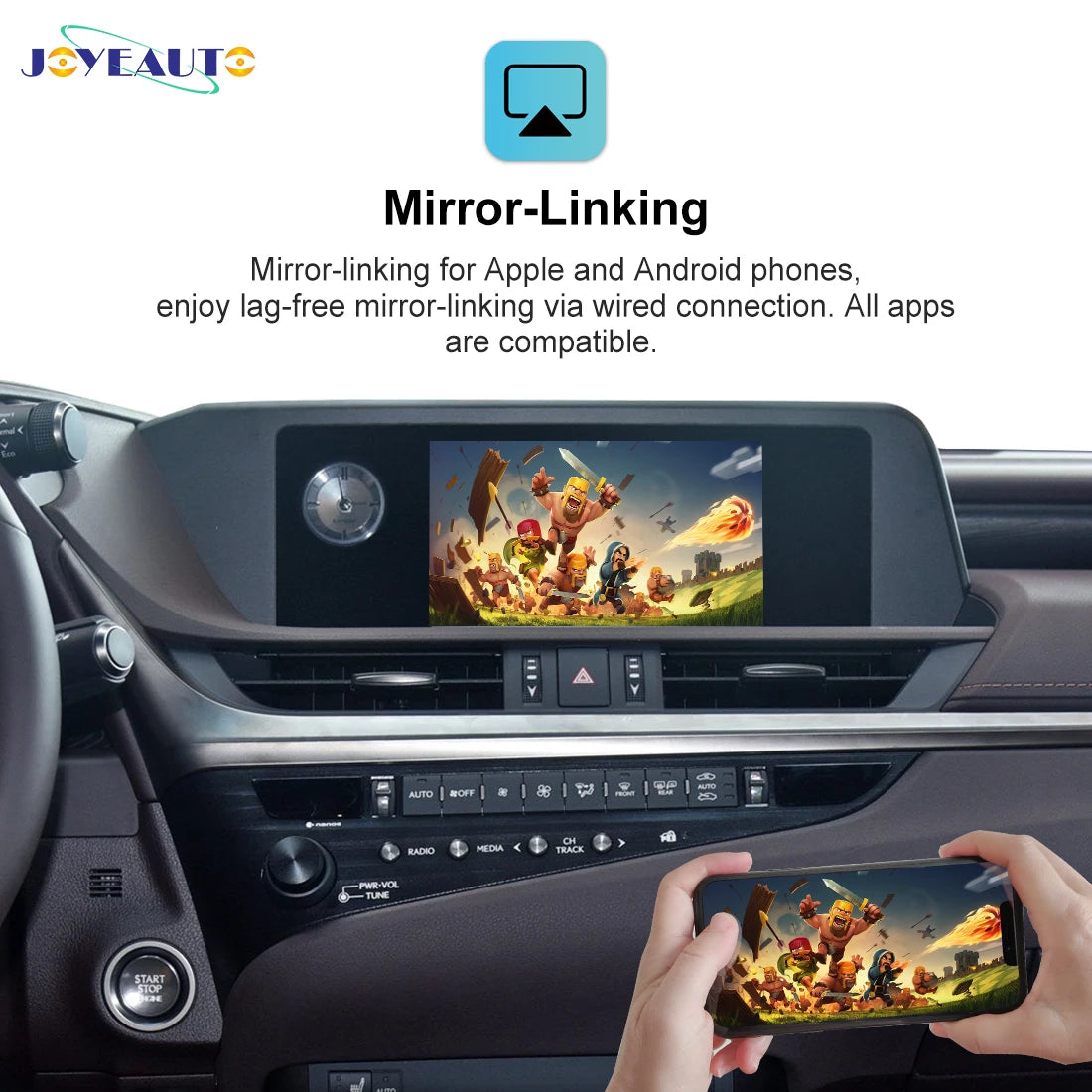 Wireless CarPlay Android Auto Interface Kit for Lexus 2016-2020 ES NX RX UX - Mirror-Link AirPlay Support Cam Retrofit
