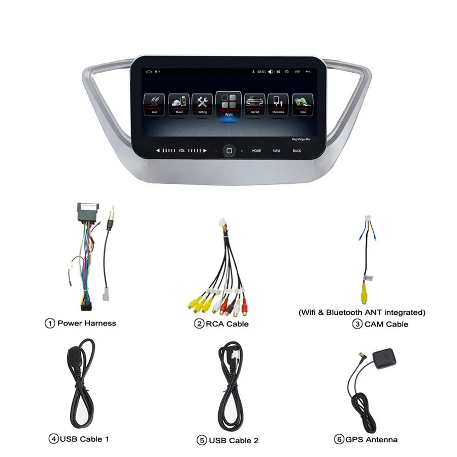 10.25" Car Radio Stereo Navi WiFi Android 10.1 for Hyundai Solaris Verna 2017-2019