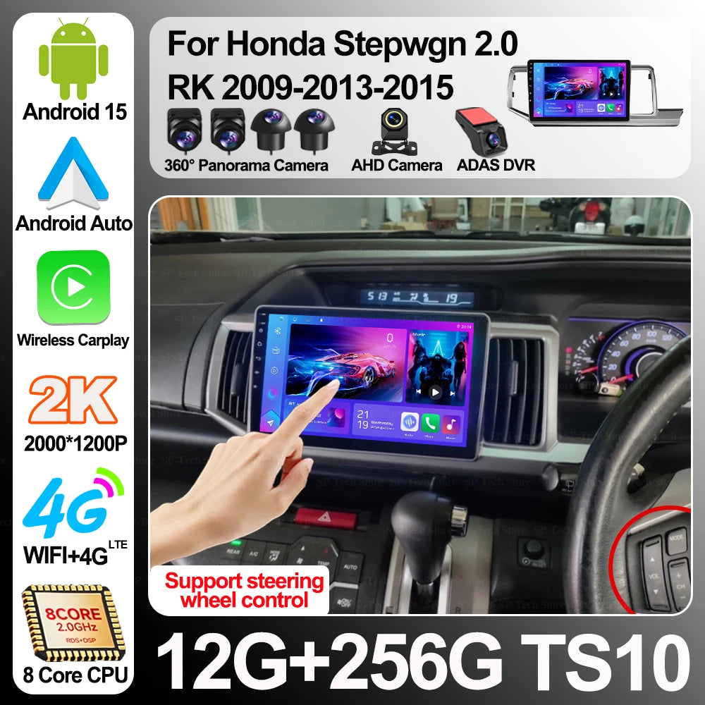 Android 16 For Honda Stepwgn 2.0 Rk 2009-2013-2015 Navigation Carplay Auto Head Unit Scree | AUTOKITSHOP