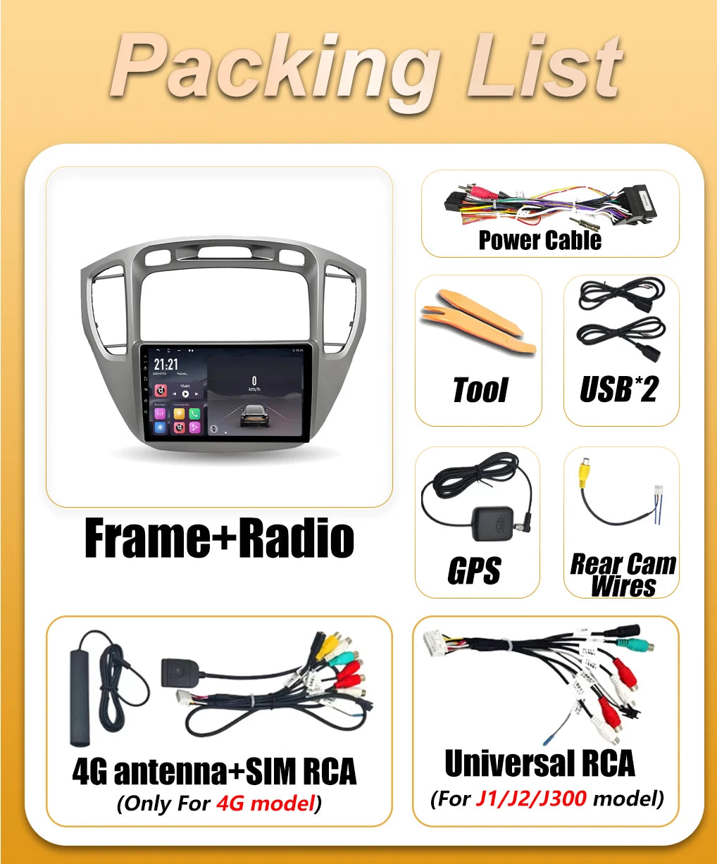 Android 16 Auto Car Radio For Toyota Highlander 1 XU20 2001 2002 2003 2004 2005 2006 2007  | AUTOKITSHOP