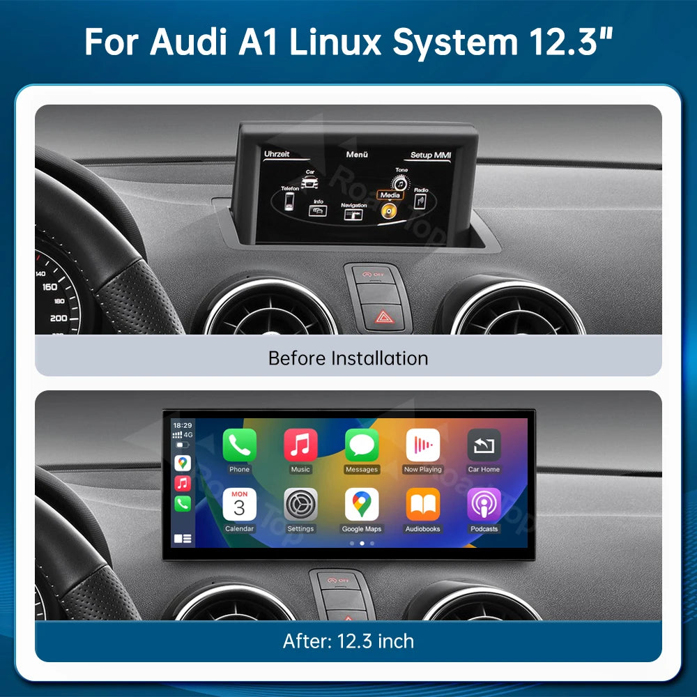 RoadTop 12.3'' Linux Touch Screen Car Multimedia Display For Audi A1 2012-2018 Wireless Ca | AUTOKITSHOP