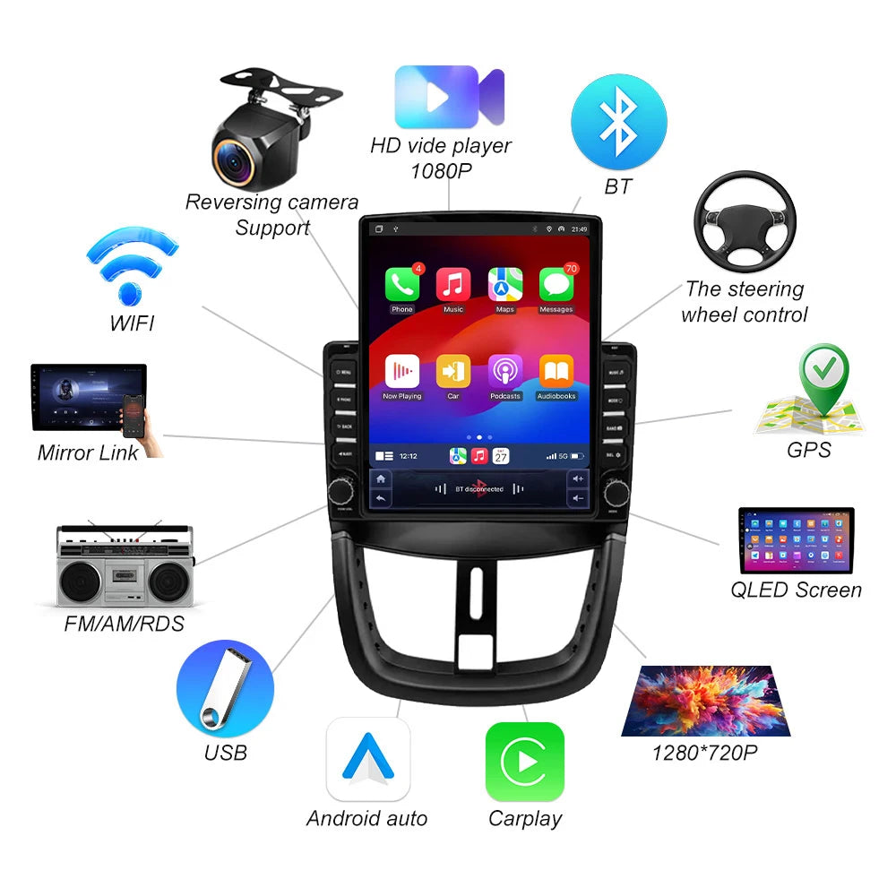 Android 16 Car Radio For Peugeot 207 2006 - 2015 Multimedia Video Player Multimedia Video  | AUTOKITSHOP