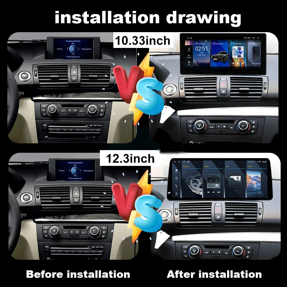 12.3“ Wireless Carplay Android 16 For BMW X1 E81 E82 E87 2007-2011 CCC CIC System Car Radi