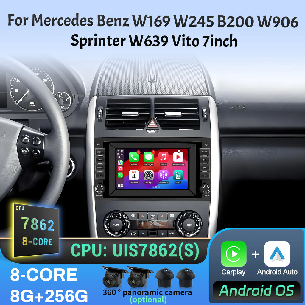 7 inch For Mercedes Benz W169 W245 B200 W906 Sprinter W639 Vito Car Radio Wireless BT CarP