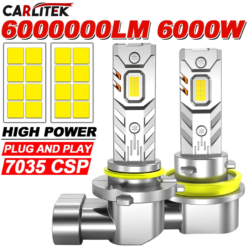 6000W Canbus H8 H11 H9 LED Headlights H1 9005 HB3 9006 HB4 9012 H4 Led Lamp 16PC CSP Car H