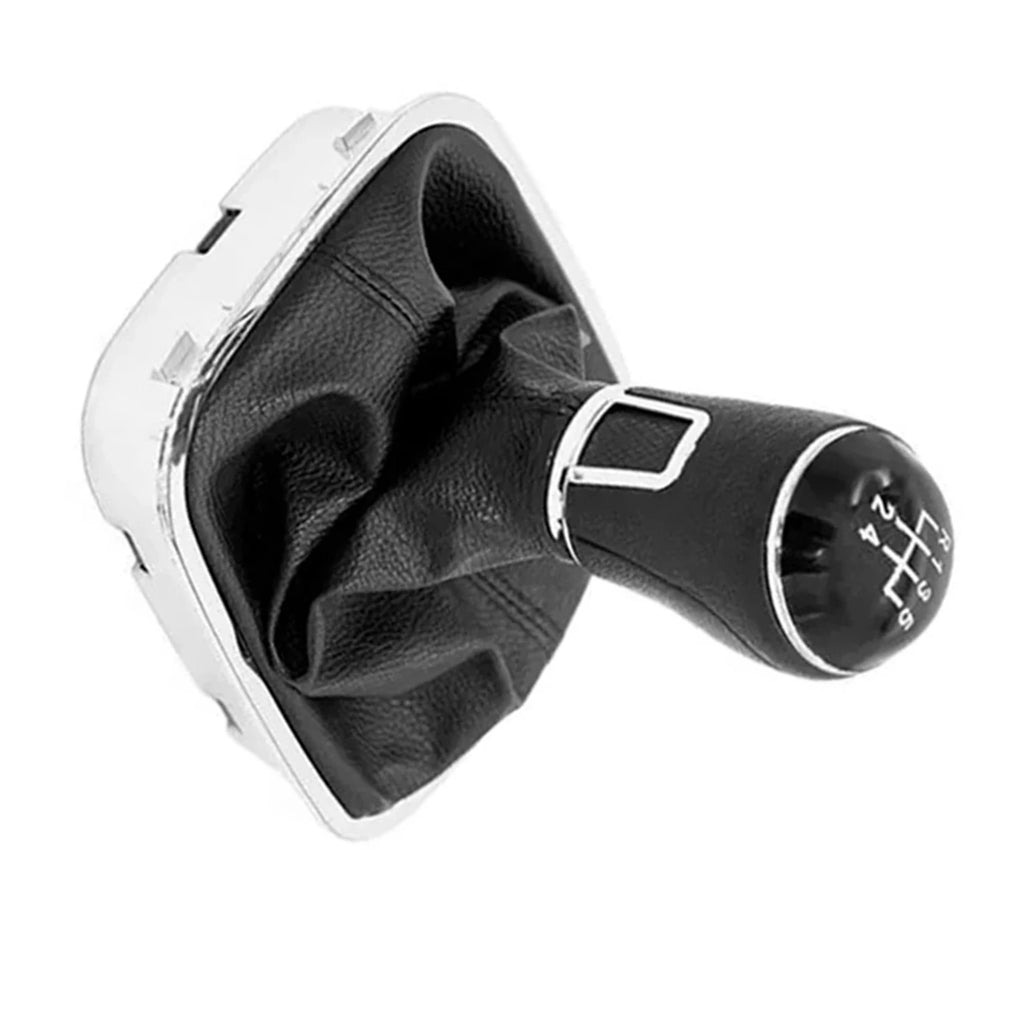 5 Speed Gear Shift Knob Lever & Boot Gaitor Black Leather Set For VW Golf 5 6 Jetta V VI S