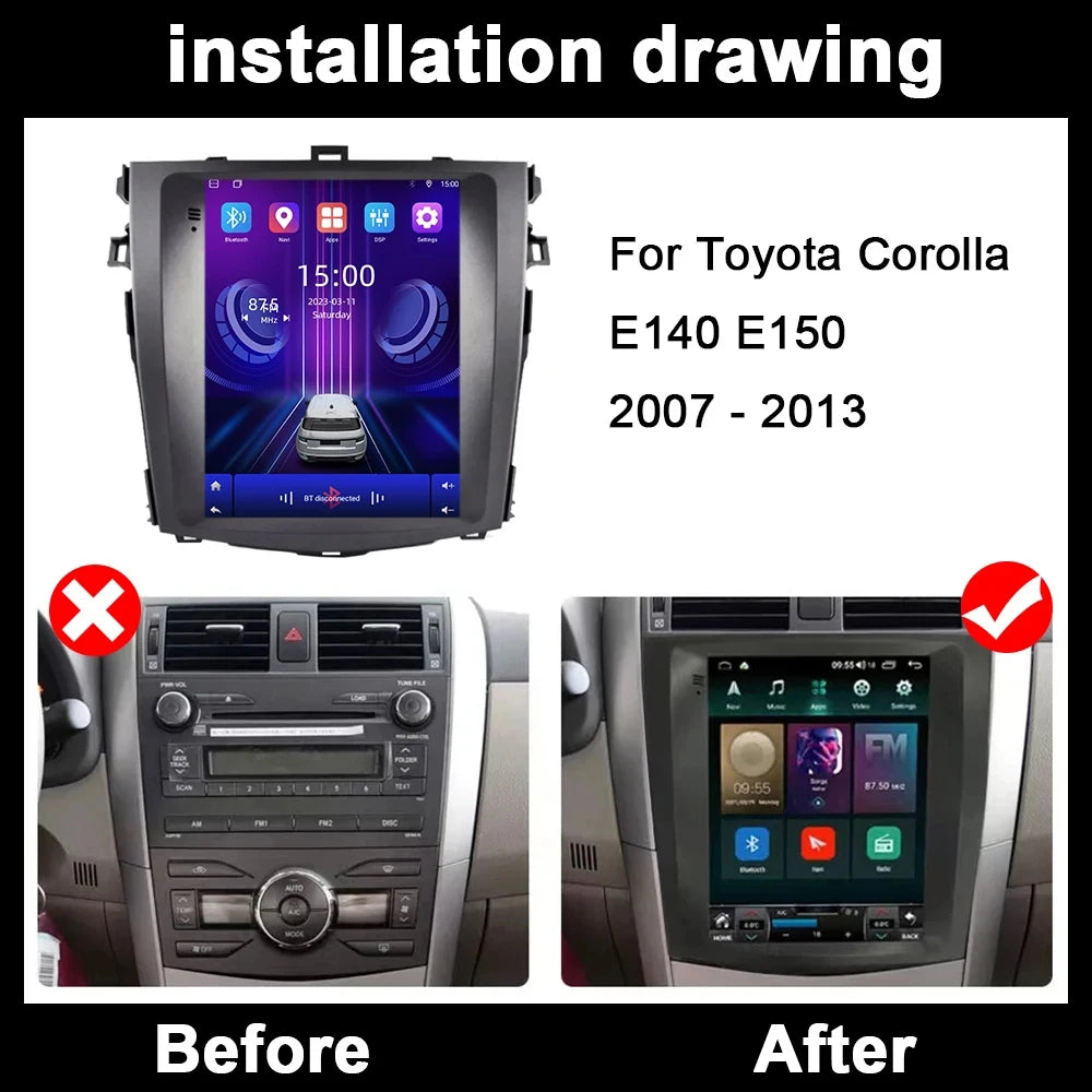 9.7 Inch For Toyota Corolla E140 E150 2007 - 2013 Android 16 Auto Car Radio Multimedia Vid
