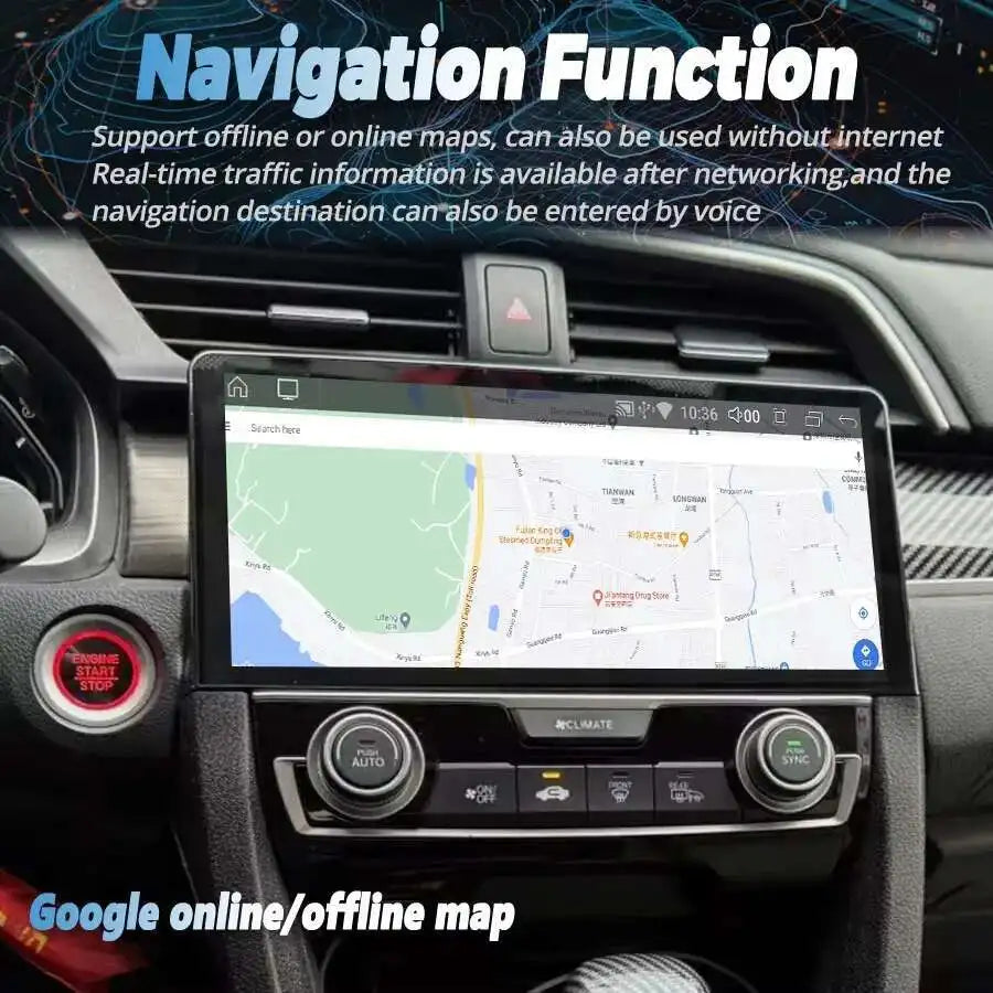 10.33inch Android For Honda Civic 2016 2017 2018 2019 2020 2021 Stereo GPS CarPlay Auto Ra