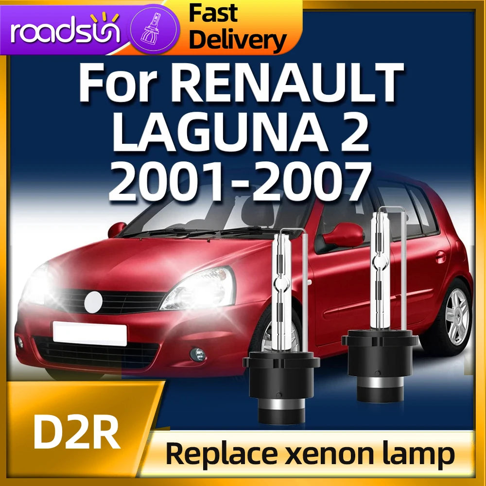 Roadsun 6000K 35W HID Xenon D2R Light Auto Headlight Lamps For RENAULT LAGUNA 2 2001 2002