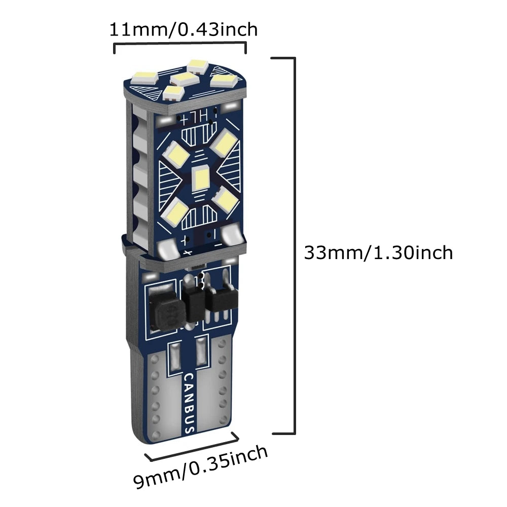 2-Piece LED Interior Light Kit for WY5W W5W T10 - Canbus Error-Free Interior Bulbs
