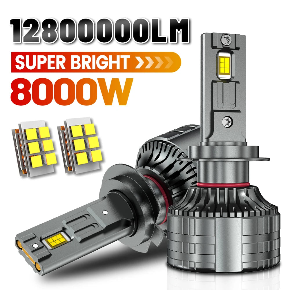 8000W H1 LED Headlight 12800000LM Led Canbus Car Lamps H4 H7 H11 9005 9006 9012 Fog Lamps