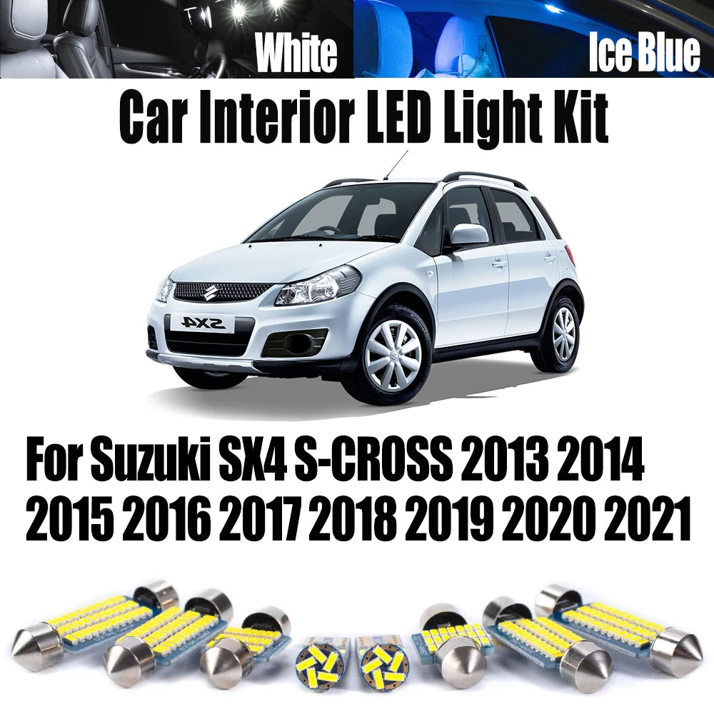 10-Piece LED Interior Light Kit for Suzuki SX4 S-CROSS 2013- 2017 - Canbus Dome Map Door Trunk Bulbs | AUTOKITSHOP