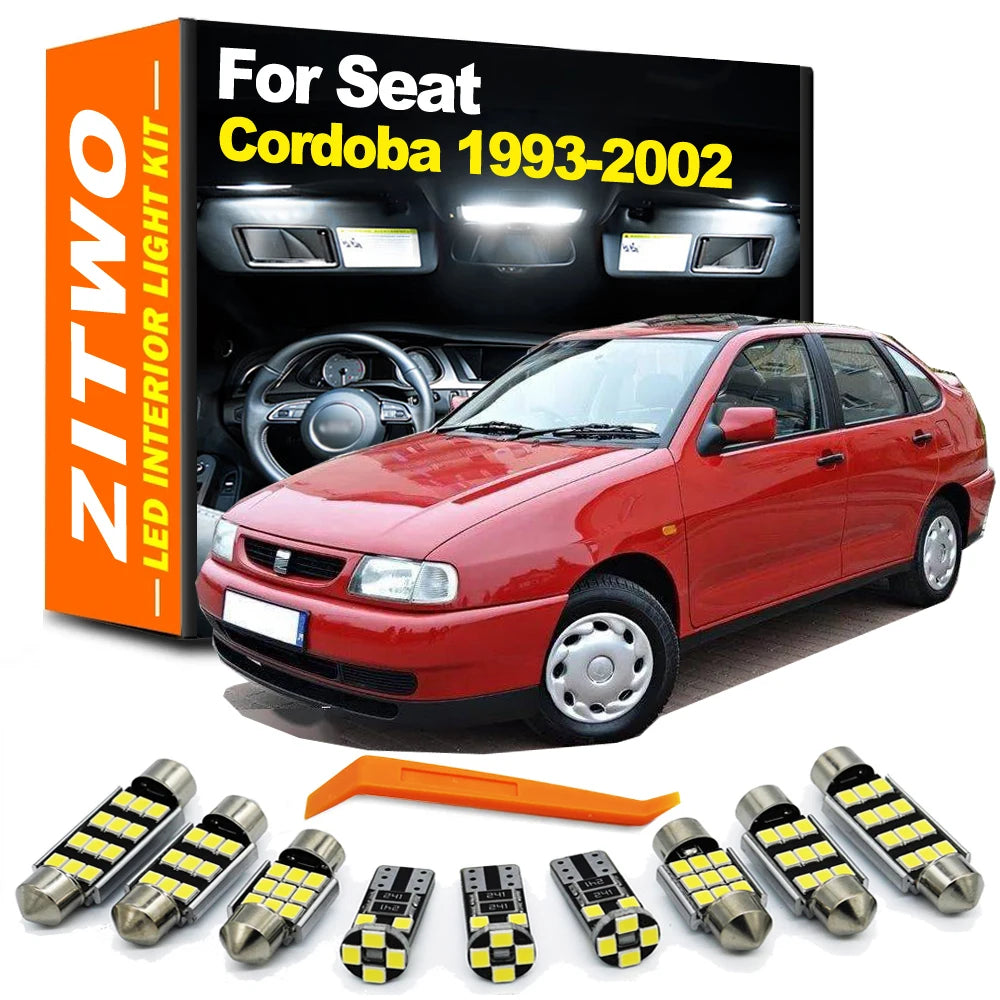 ZITWO 10Pcs Car LED Interior Light Kit For Seat Cordoba MK1 6K 1993- 1998 1999 2000 2001 2002 Map Dome Reading Trunk Bulb Canbus
