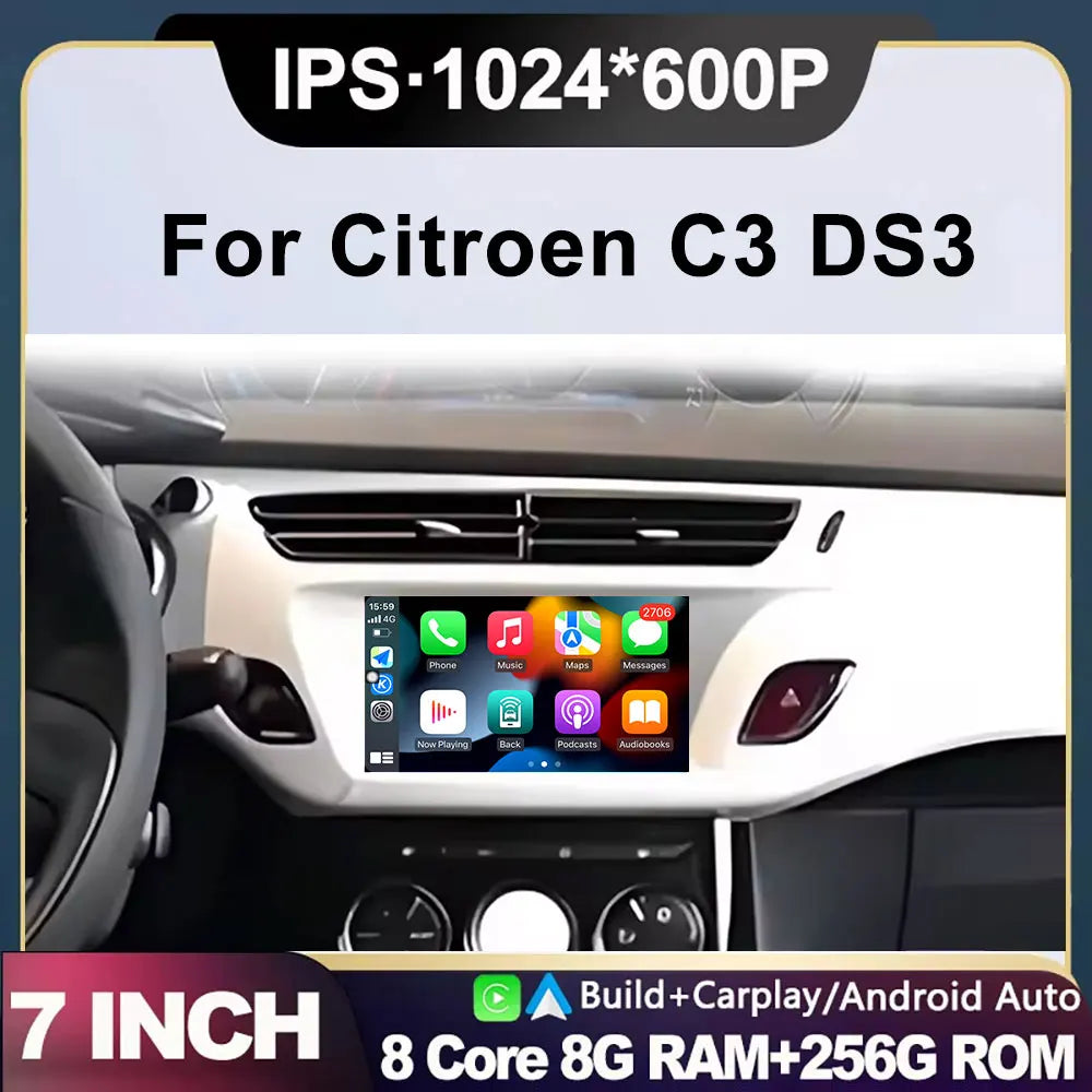For Citroen C3 DS3 Android Auto Car Radio Multimedia Player Monitor Stereo Navigation GPS  | AUTOKITSHOP