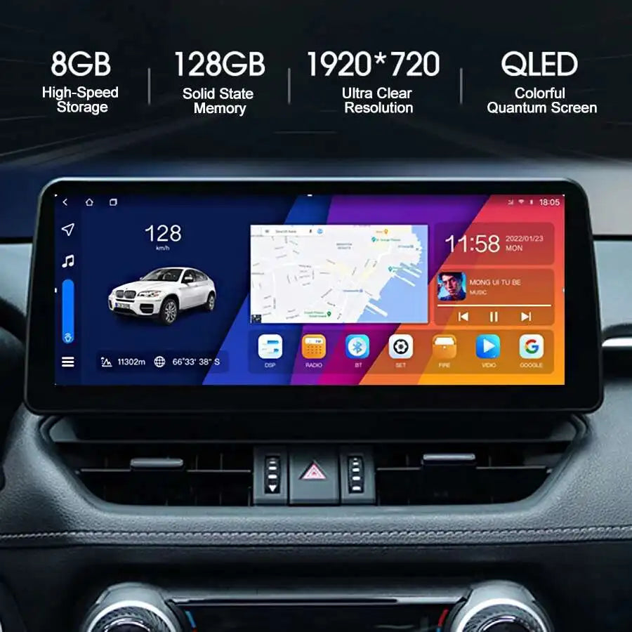 12.3inch Android 14 Screen For Toyota RAV4 XA50 Prime XSE 2019 2023 Car Multimedia Player